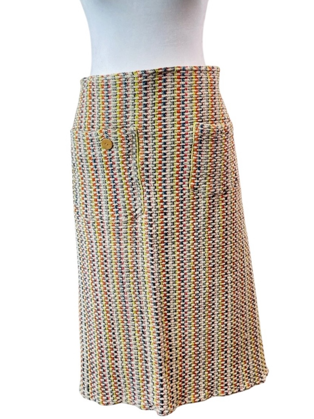 April Cornell Multicolor Tweed Cottage Half Pinny 100% Cotton Hostess Apron